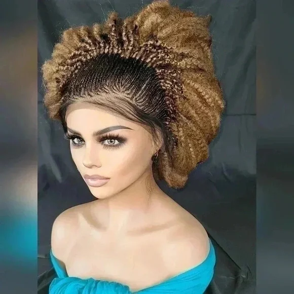 Gorgeous Braided lace wig, short wig ombre wigs, afro wig, 100% handmade NWT - Picture 1 of 17